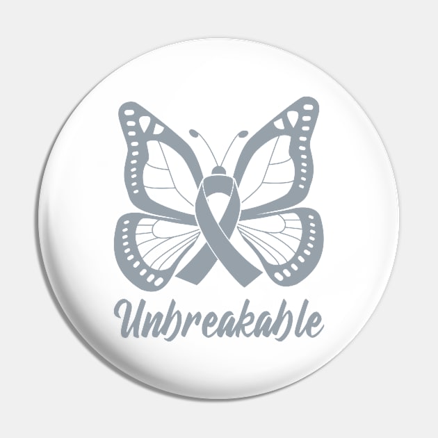 Silver Butterfly Awareness Ribbon Unbreakable Pin by FanaticTee