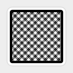 Diagonal Light Gray and Black Flannel-Plaid Pattern Magnet