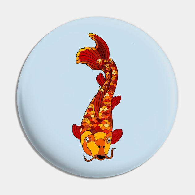 Red and Yellow Koi Fish Pin by Lady Lilac