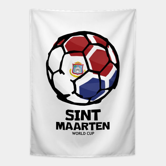 Sint Maarten Football Country Flag Tapestry by KewaleeTee