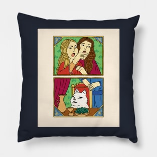 Cat meme in ottoman style Pillow