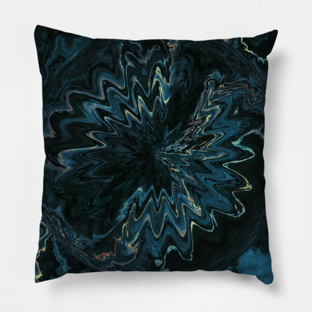 Blue Marble Stone Pattern Abstract Pillow by Moon Art