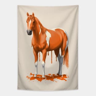 Funny Orange Dripping Wet Paint Pinto Horse Tapestry