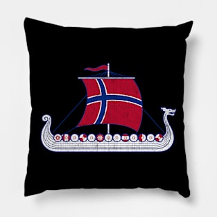 Norge Viking Ship Scandinavian Norway Flag Pillow