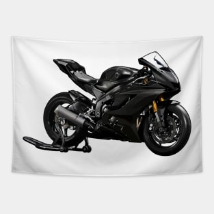 Black YZF R6 Motorcycle Sketch Art Tapestry