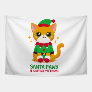 Elf Cat: Santa Paws Little Helper Tapestry