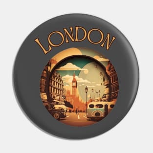 London Uk Retro Vintage Abstract Collage Pin