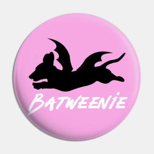 Batweenie Dachshund Running White Pin