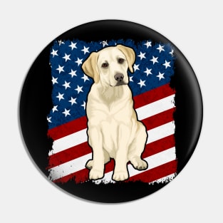 Yellow Labrador Dog American Flag Pin