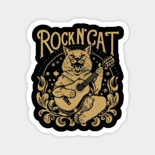 Cat rock Music vintage Magnet