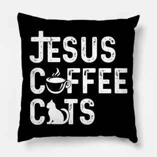 Christian Jesus Coffee Cats Religous Cat Pillow