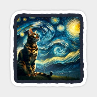 Bengal Starry Night Inspired - Artistic Cat Magnet