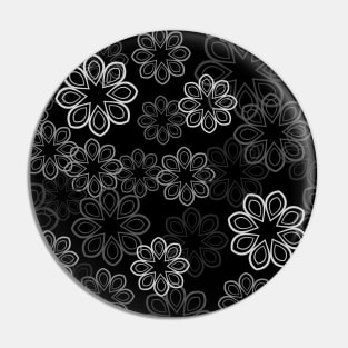 Neon Floral White on Black Pin