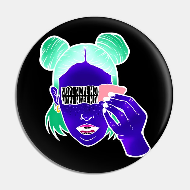 Trippy Nope Girl Inverted Pin by ReclusiveCrafts