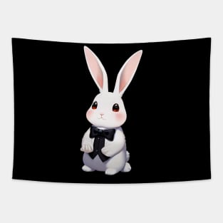 Cute Bunny Rabbit Wearing Black Ribbon Tapestry