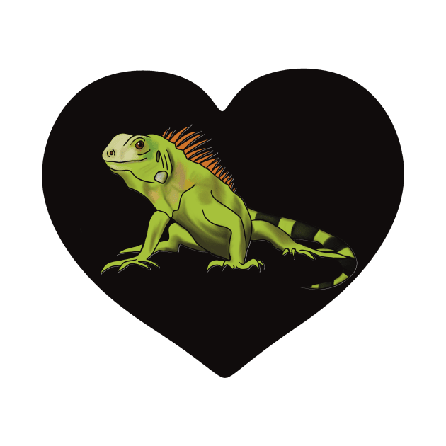 Iguana Heart for Iguana Lovers, Black by Mochi Merch