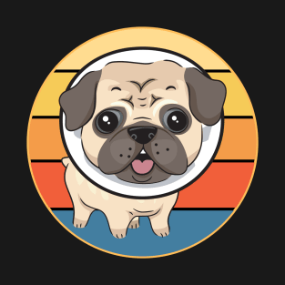 Funny Kawaii Cute Pug Dog Retro Sunset T-Shirt