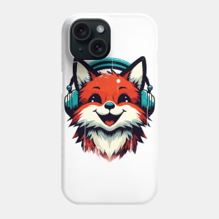 Funny Smiling musical fox wearing headphones Phone Case