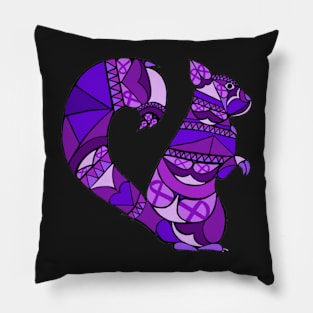 Purple Awareness Ribbon Squirrel Mandala Pillow