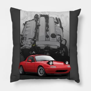 Mx5 / Miata NA with engine background Pillow