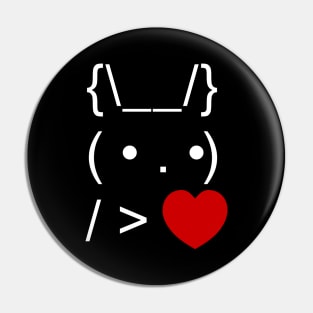 ASCII Text Art Bunny Rabbit Give Heart Pin