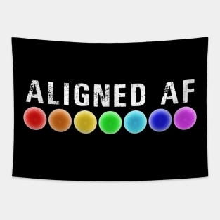 Aligned AF Chakras Funny Yoga Quote Meditation Reiki Colors Tapestry