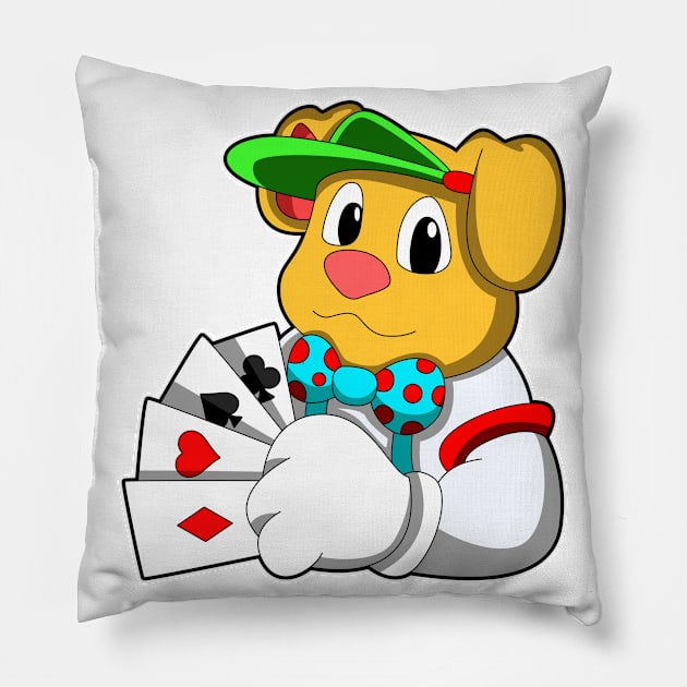 Dog at Poker with Cards Pillow by Markus Schnabel