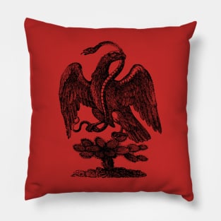 Posada Mexican Eagle with Rattlesnake and Cactus from 1901 Pillow