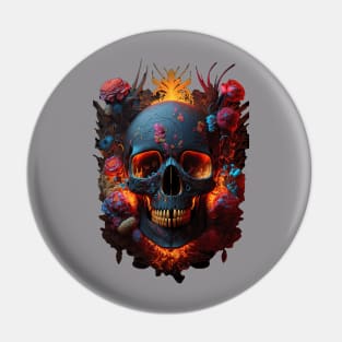 Gothic Roses and Skulls Pin