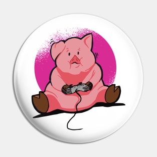 Pink Gamer Pig Pin