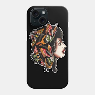 Butterfly Lady Face Tattoo Design Phone Case