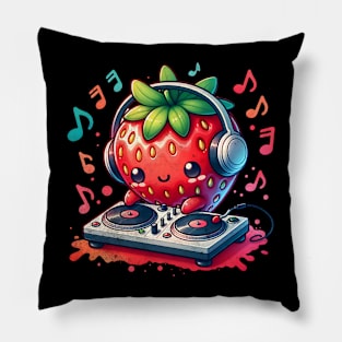 Watercolor Strawberry DJ Pillow