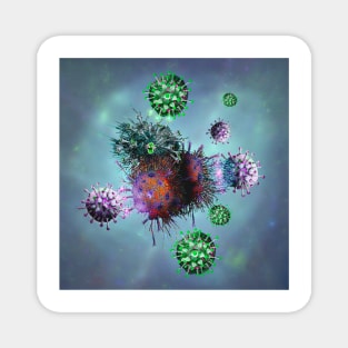 T-cells binding to cancer cells, illustration, (C054/3639) Magnet