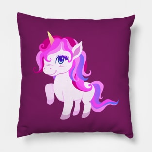 Cute Cartoon Unicorn Pink and Purple Pillow