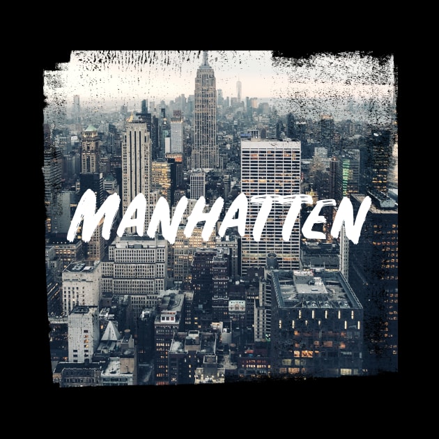 Manhattan Skyline Grunge Style Gift by Jimmyson