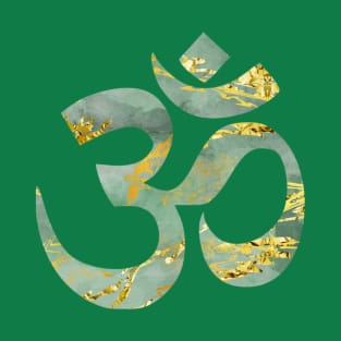 Ohm symbol in spiritual green and gold T-Shirt
