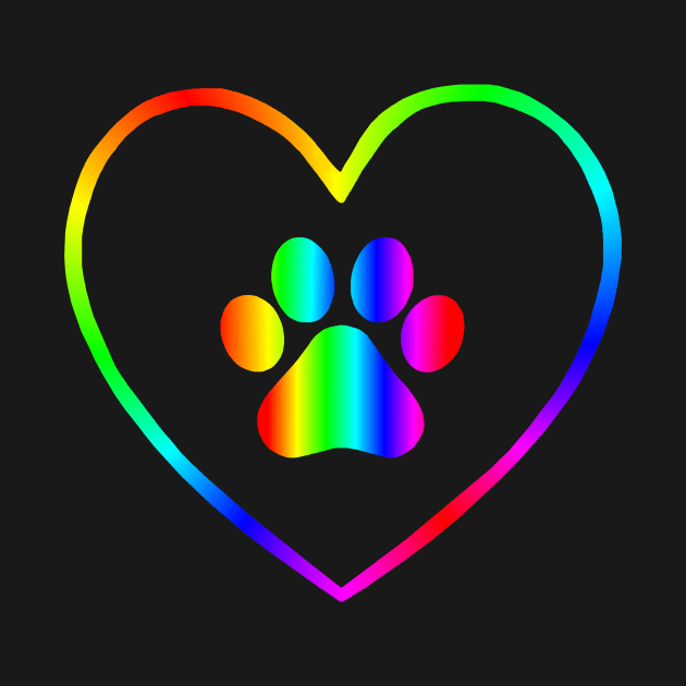 Rainbow Paw Heart by Art by Deborah Camp