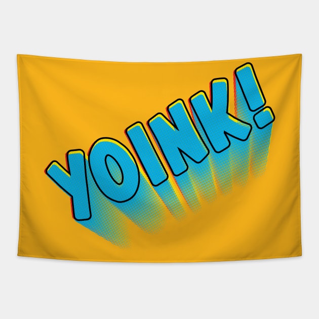 Yoink! Blue Halftone Tapestry by deancoledesign