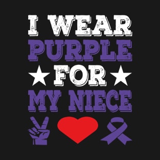 I Wear Purple For My Niece Peace Love Cure T-Shirt