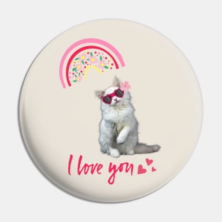 Rainbow Cat Love Pin