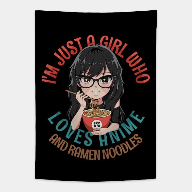 I'm Just a Girl Who Loves Anime and Ramen Tapestry by Tezatoons