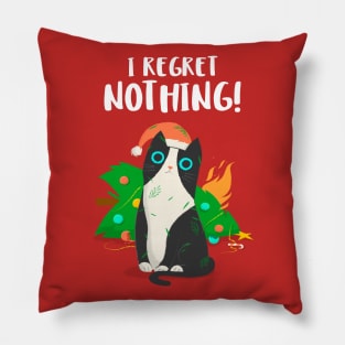 I regret nothing - Cat Christmas Tree Pillow