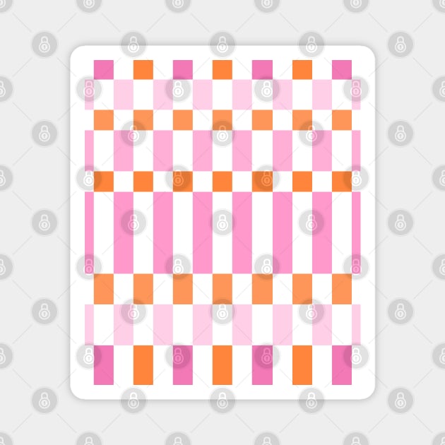 Pink and Orange Checkered Pattern Magnet by OneThreeSix