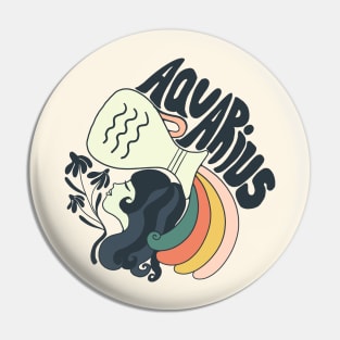 70s Aquarius Horoscope Illustration Pin