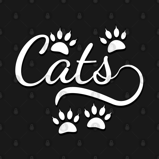 Cats Typography With Tail And Paws by Braznyc