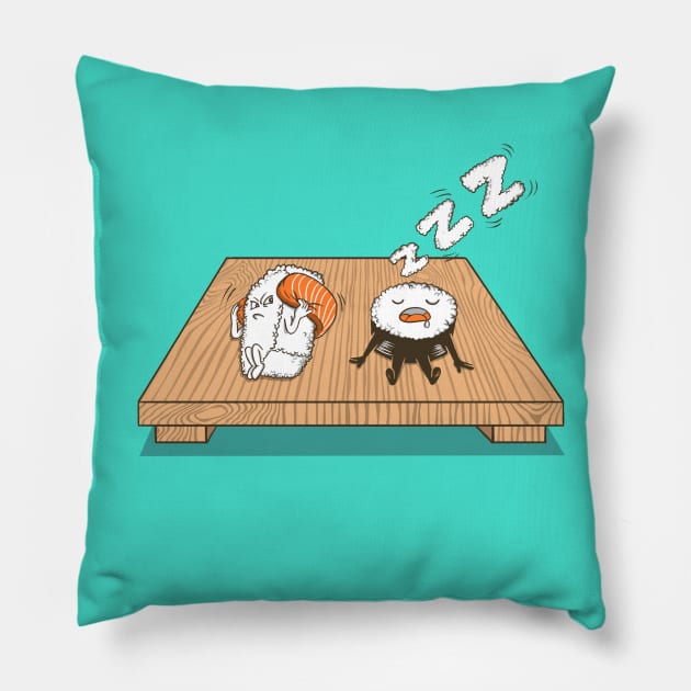 sushi snore Pillow by coffeeman