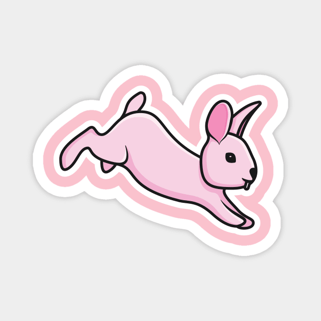 Cute Baby Rabbit Jumping Cartoon Sticker vector illustration. Animal nature icon concept. Funny furry white hares, Easter bunnies jumping sticker vector design with shadow. Magnet by AlviStudio