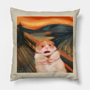 Screaming Hamster Painting 2 Pillow