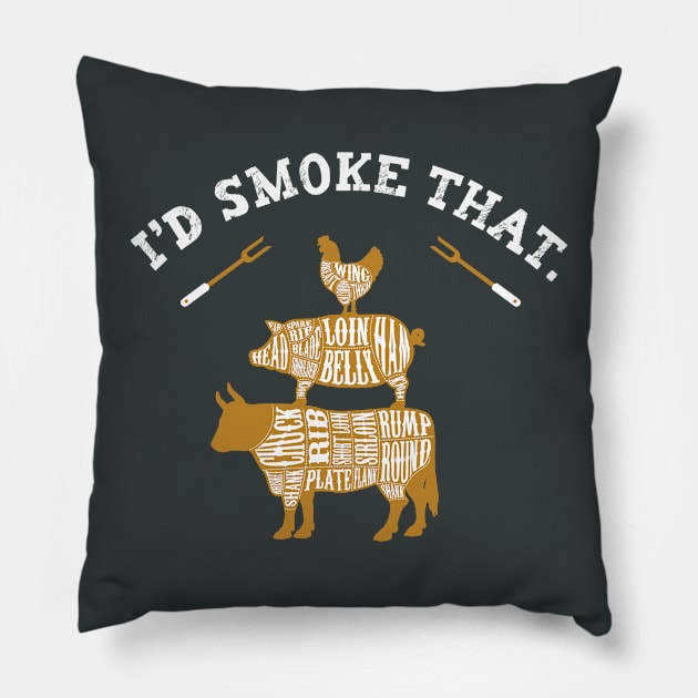 I'd Smoke That Funny Cow Chicken Pig Grilling Pillow by figandlilyco