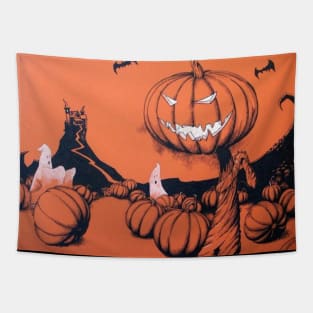 Evil Pumpkin Vintage Halloween Tapestry